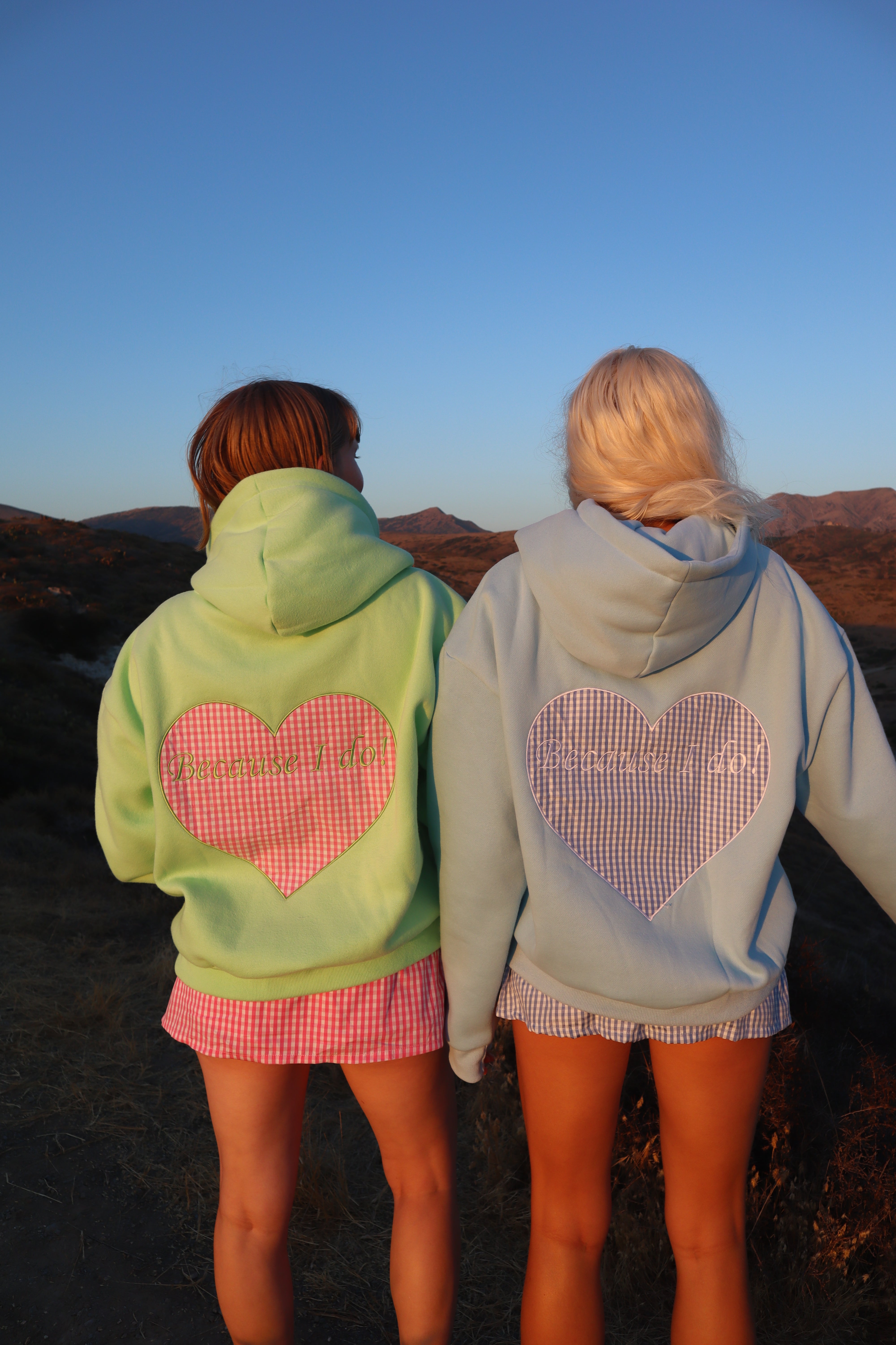 matcha gingham "because I do" hoodie