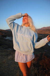 baby blue gingham "because I do" hoodie