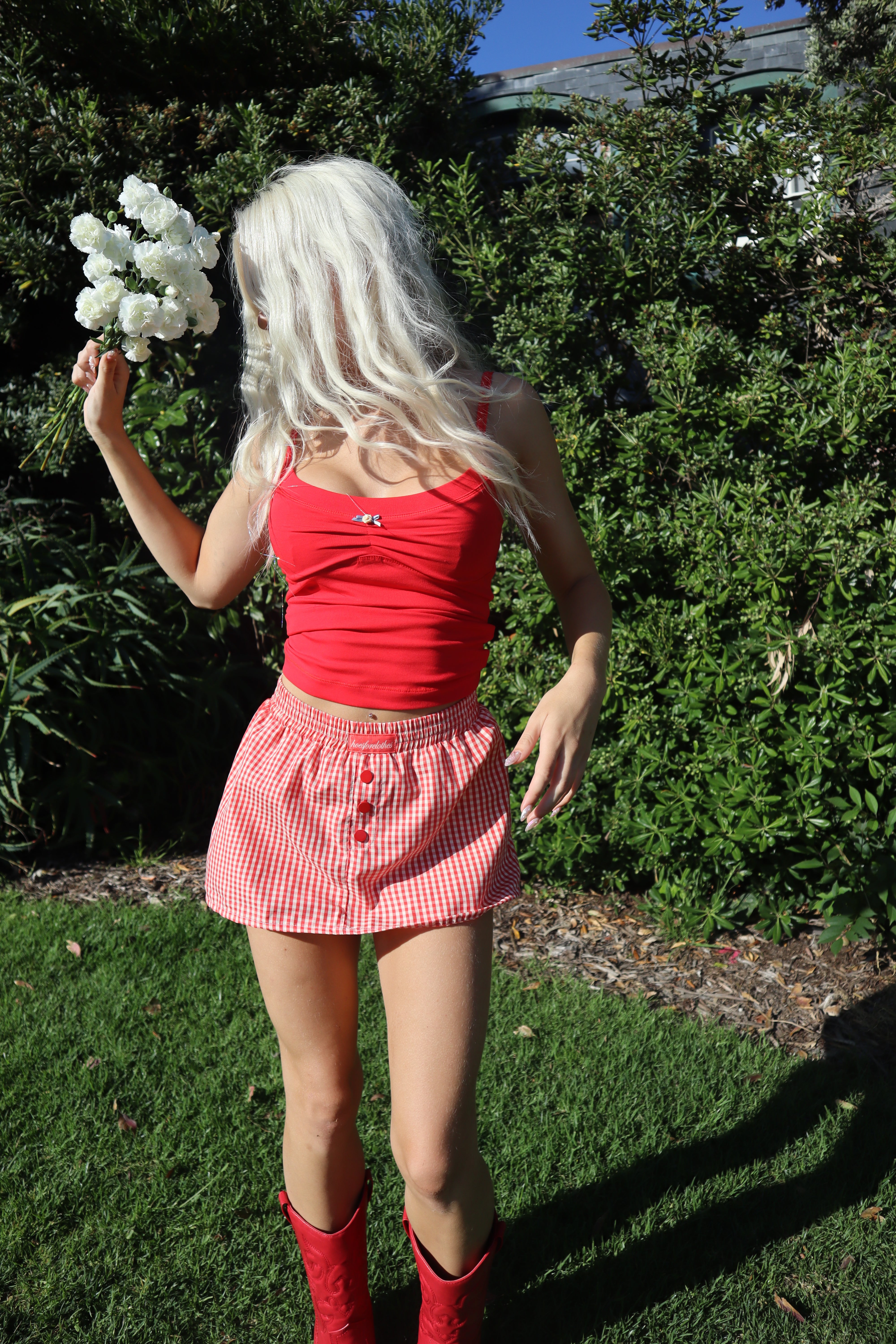 Red Gingham Mini Skirt