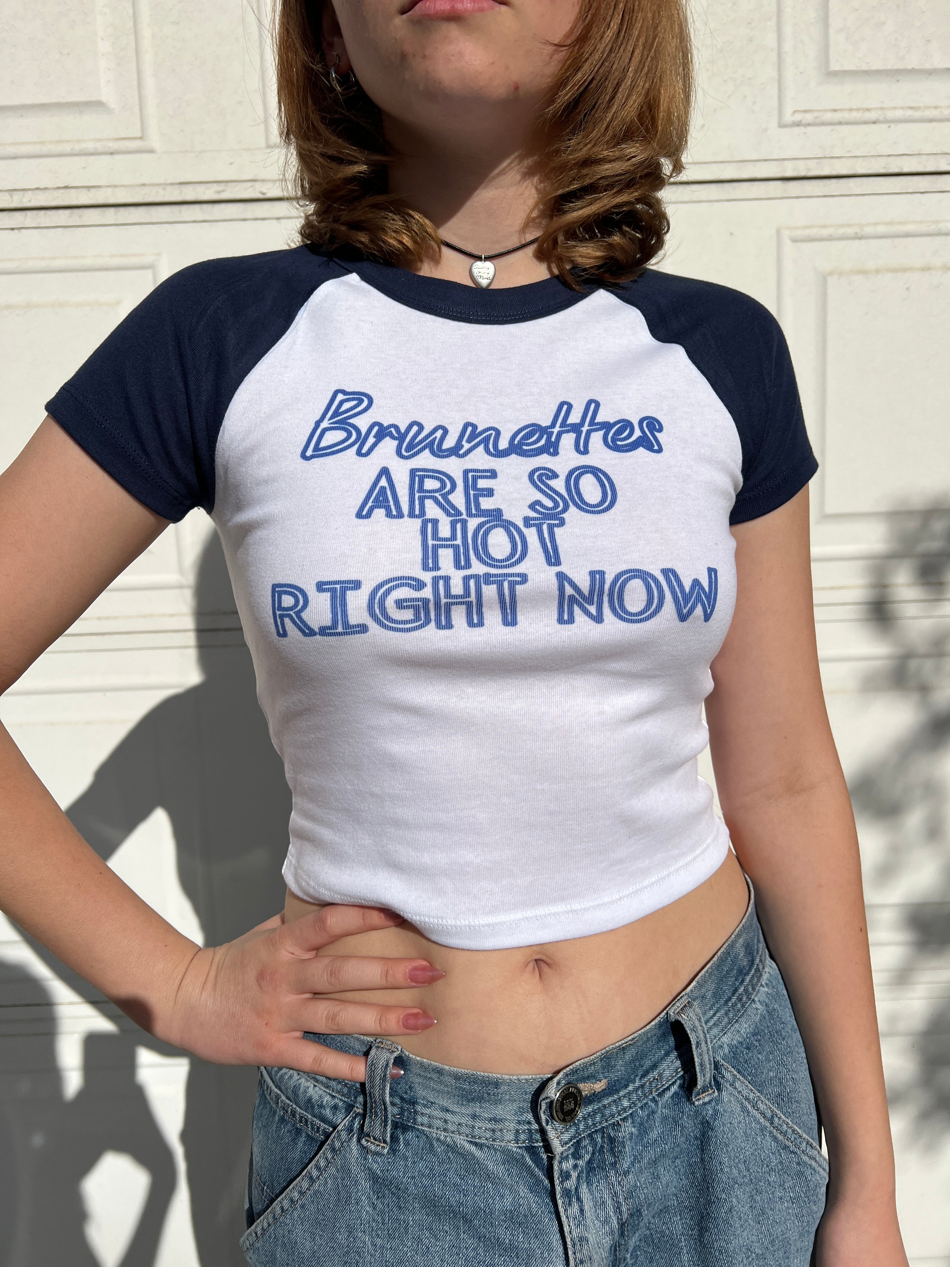 brunettes are so hot rn raglan tee