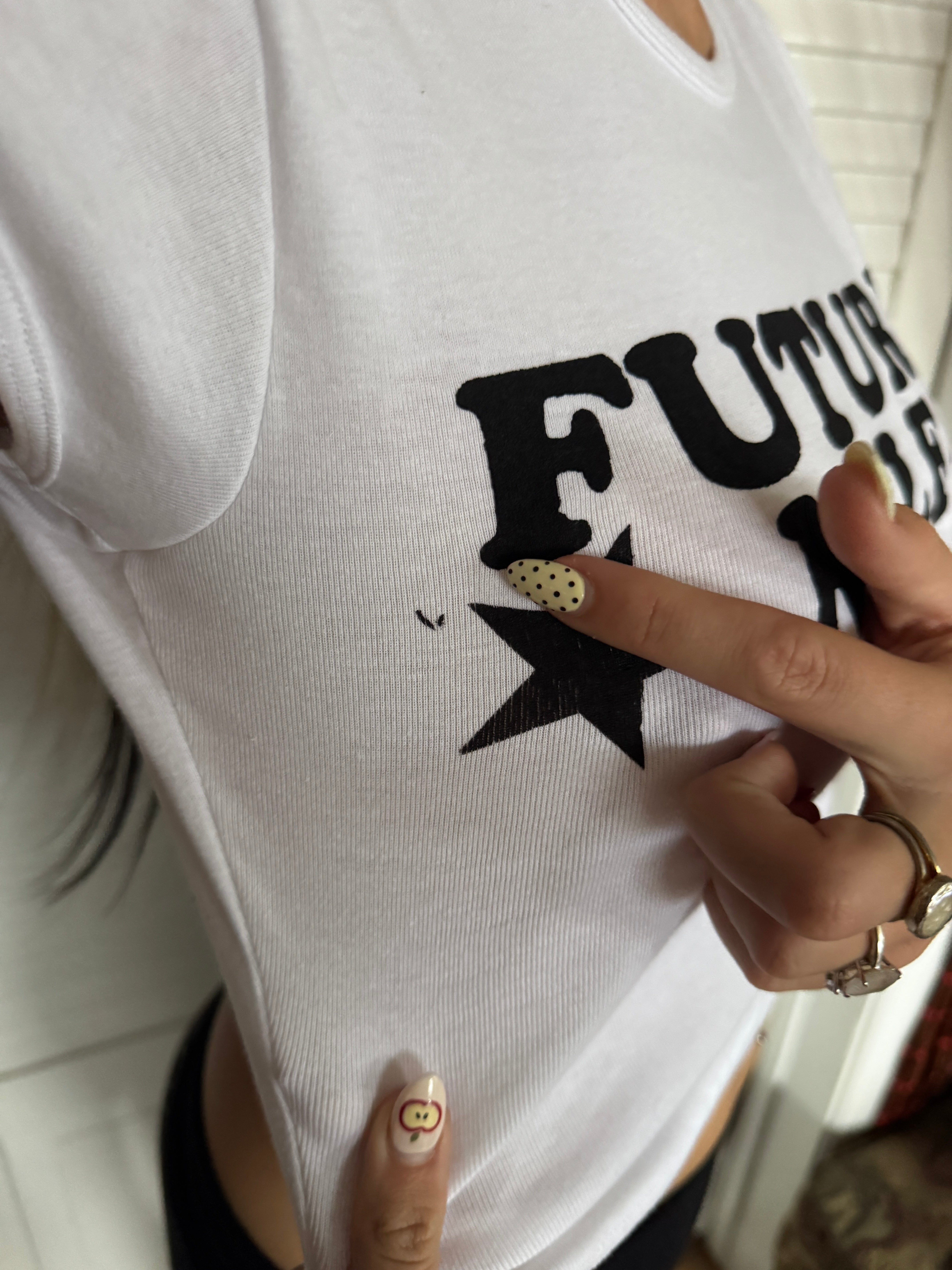 OOAK future milf crop tee - S