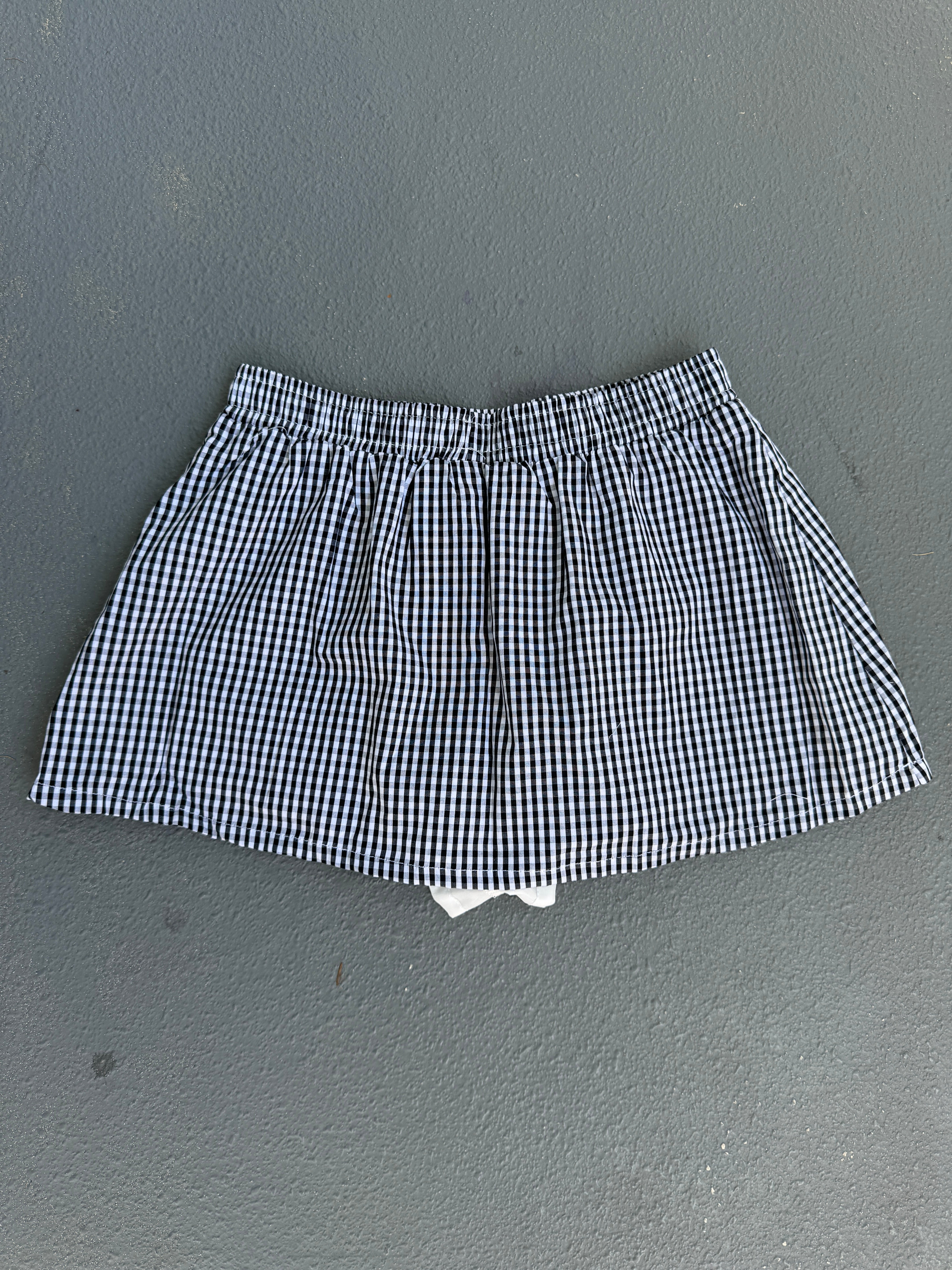 B&W Gingham Mini Skirt