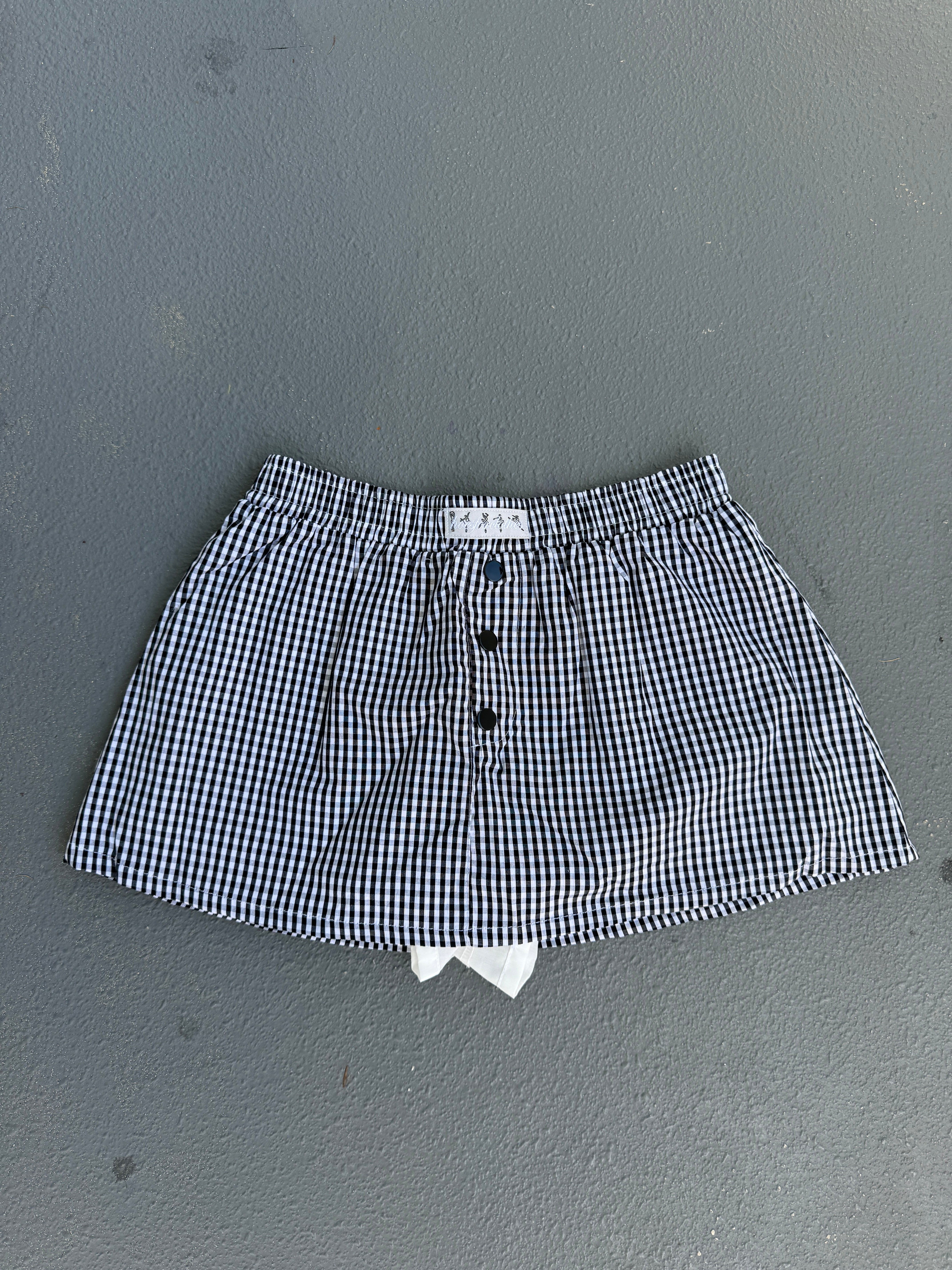 B&W Gingham Mini Skirt