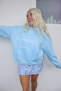 baby blue gingham "because I do" hoodie