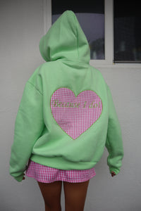 matcha gingham "because I do" hoodie