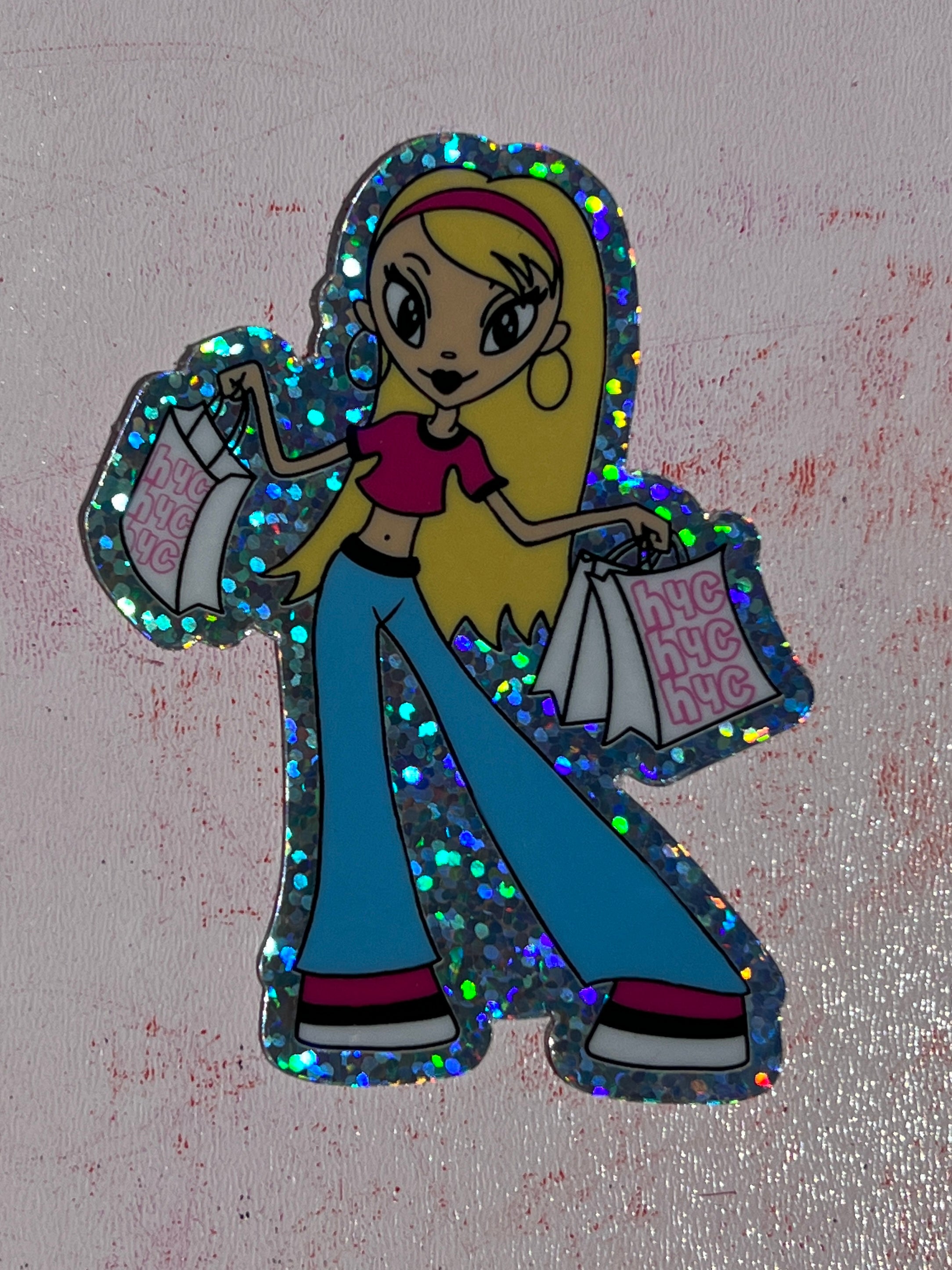 glitter girl logo sticker