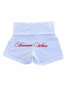 American Whore Fold-over Yoga Shorts