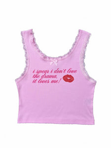 "the drama loves me" lace tank