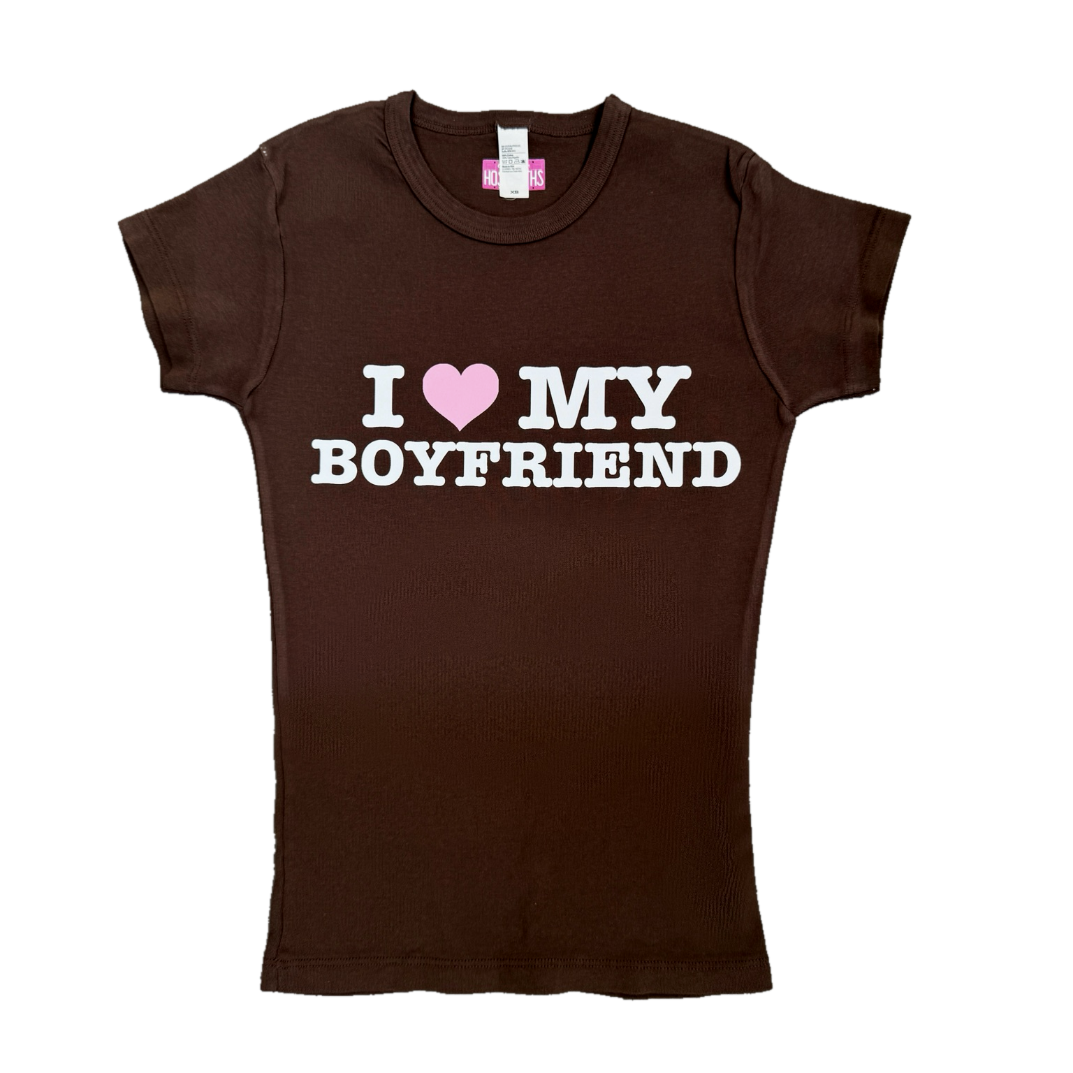 I LOVE MY BOYFRIEND Longer Baby Tee (Brown)