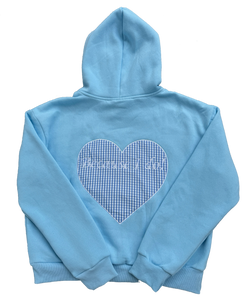 baby blue gingham "because I do" hoodie