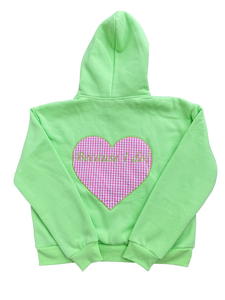 matcha gingham "because I do" hoodie