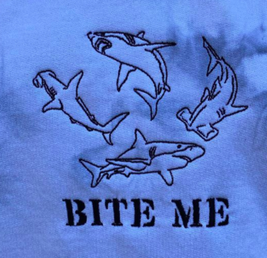 BITE ME Sharks crewneck - Tie Dyed Grey