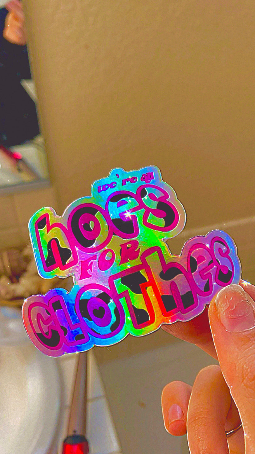 holographic cow print logo sticker