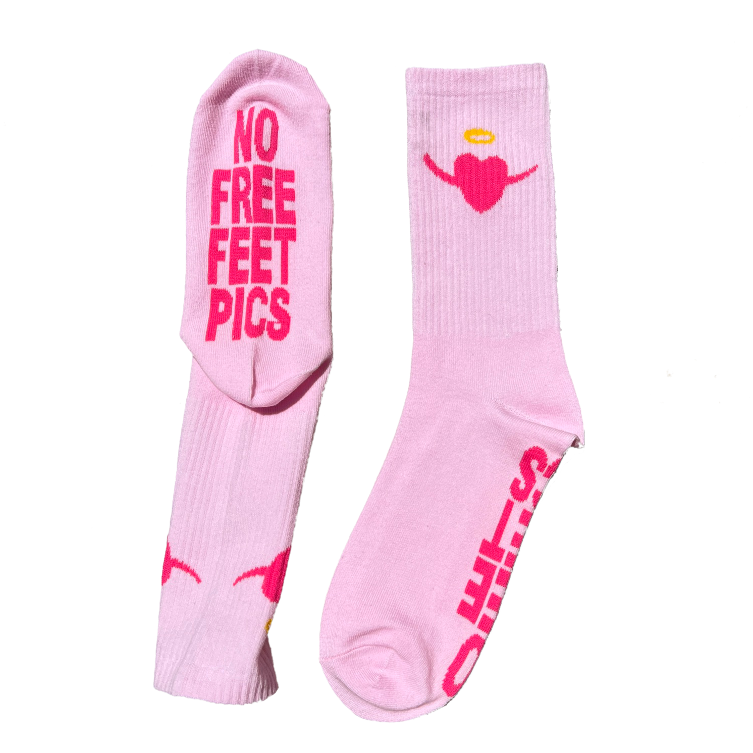 Pink NO FREE FEET PICS Logo Socks