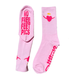 Pink NO FREE FEET PICS Logo Socks