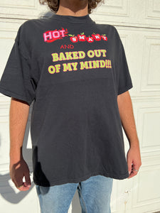 baked out of my mind full length t-shirt